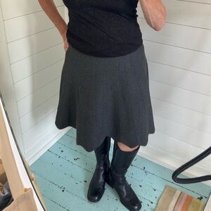 Vila Milano  Size L but fit M A-Line Flare Knit Scalloped Hem, Heather Charcoal